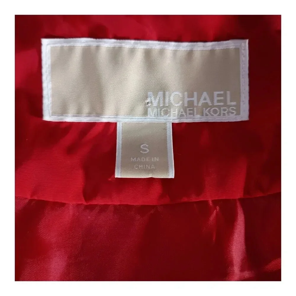 Michael Kors Puffer Vest Full Zip Red Women's Small